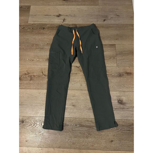 Figs Technical Collection Cargo Scrubs Womens Sz Small Pants Olive Orange String - Picture 1 of 3